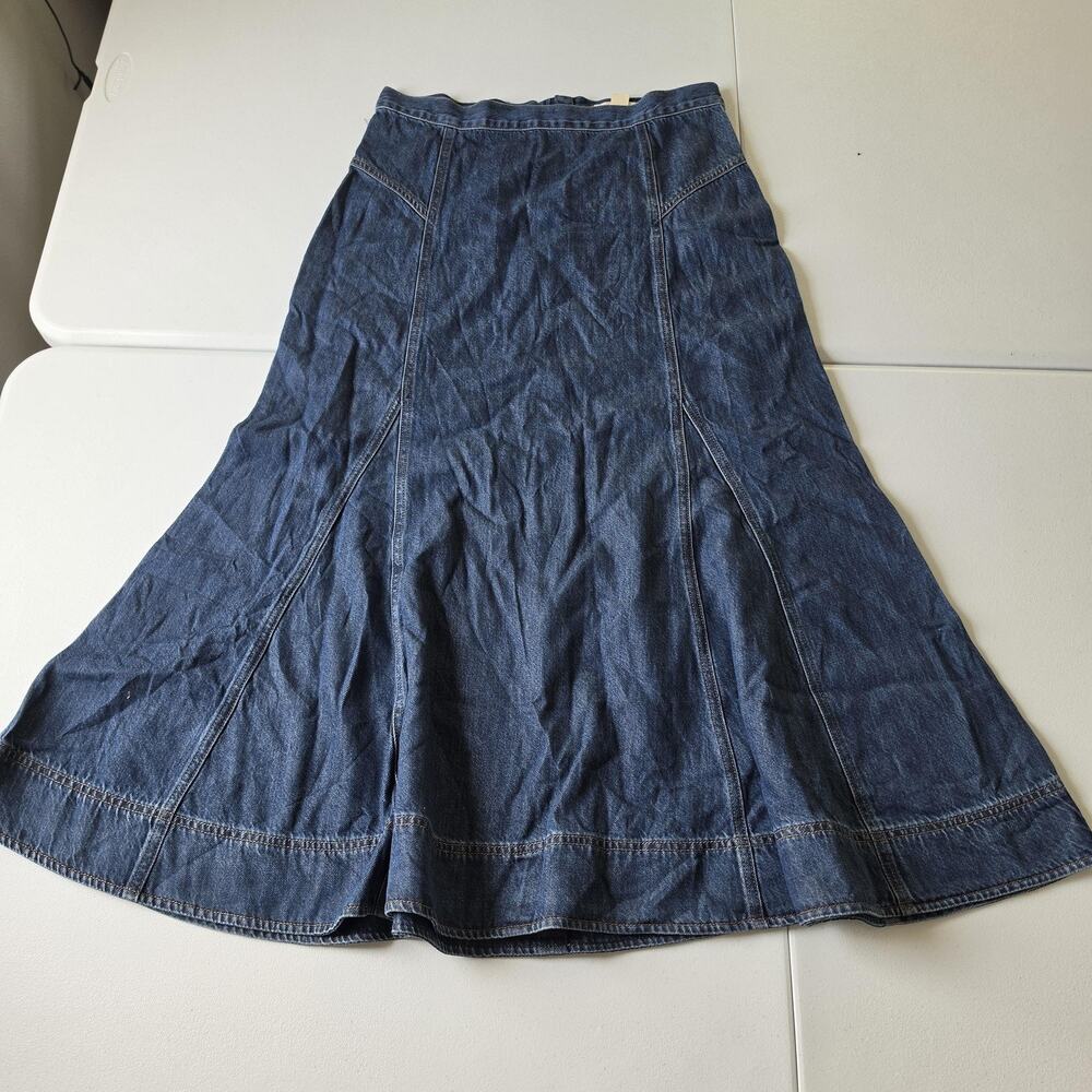 Madewell Skirt Womens 29 Blue Denim A-Line Maxi Panel Seamed Zip Back Casual
